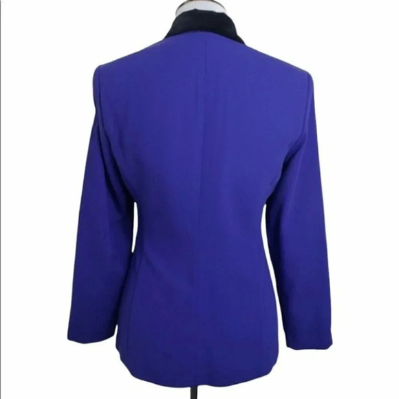 Amanda Smith 4P Purple equestrian‎ style blazer w/ black velvet trim - Picture 2 of 6